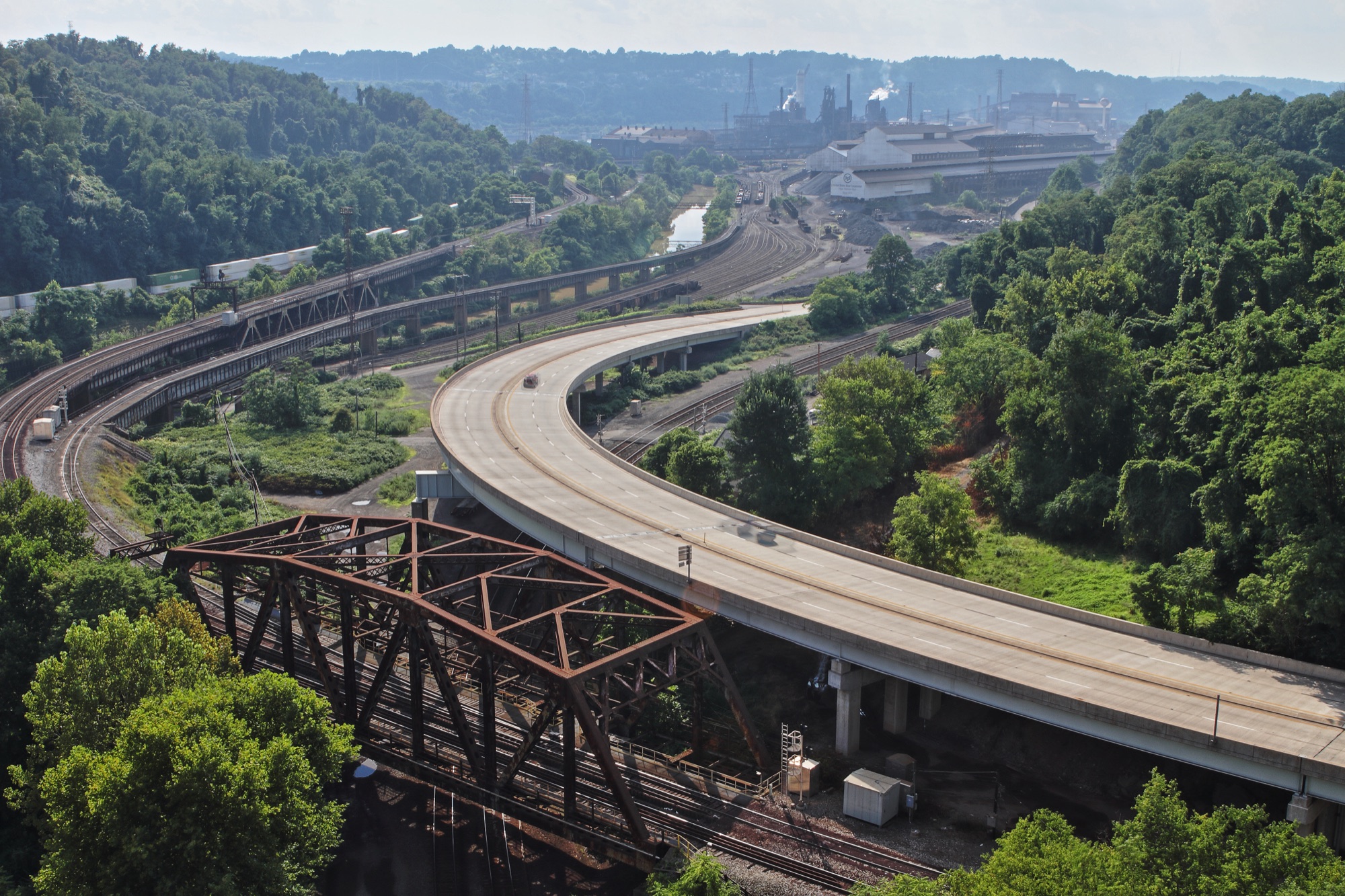 The Edgar Thomson Steel Works in Braddock, seen from the Westinghouse Bridge, 2018.