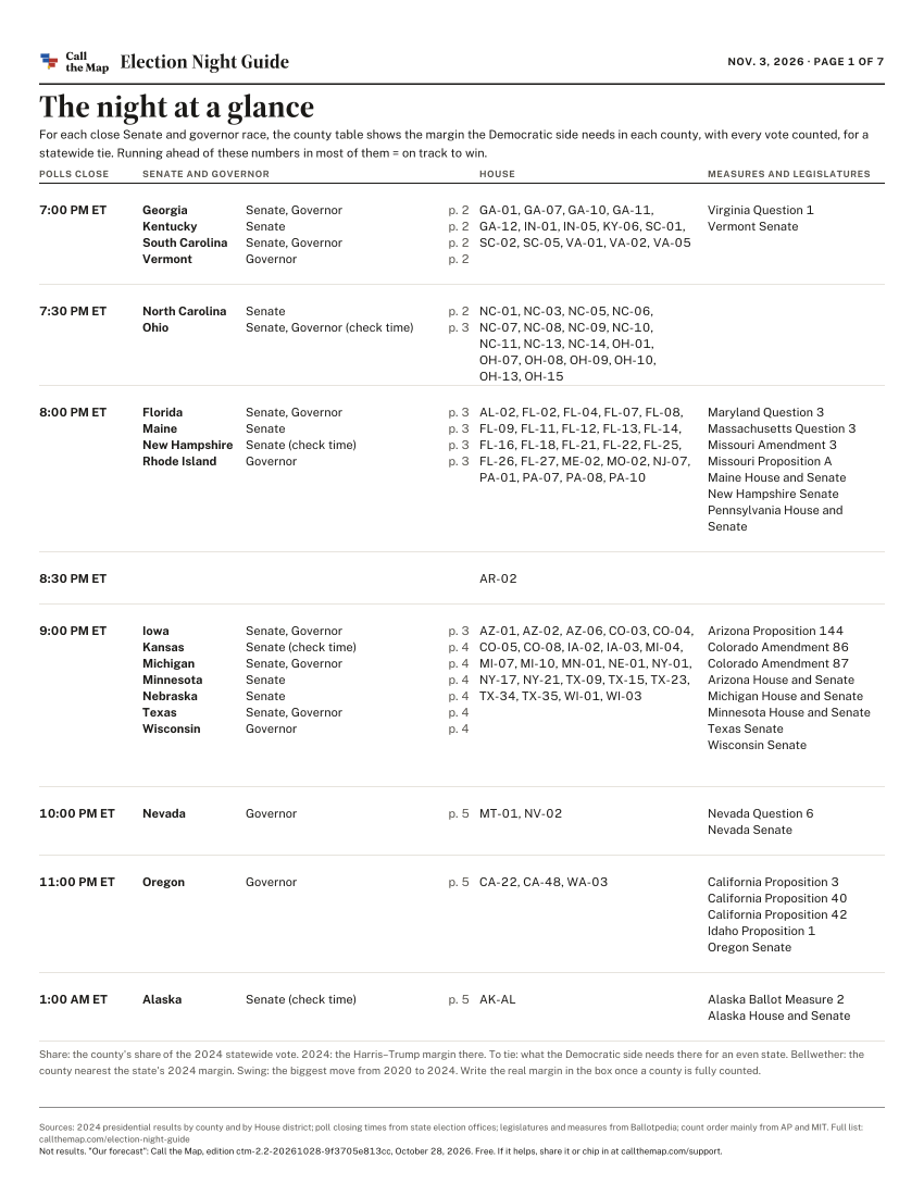 Election night guide, page 1 of 7
