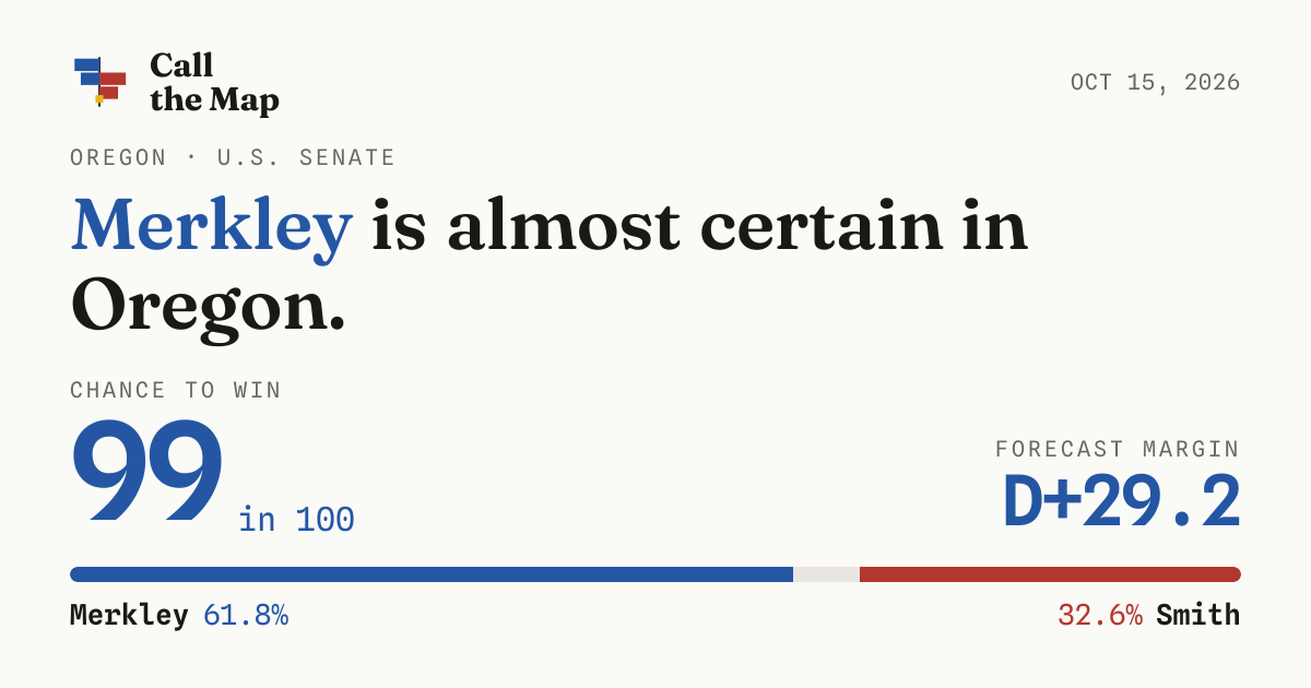 Oregon Senate 2026 forecast: Merkley vs. Smith · Call the Map